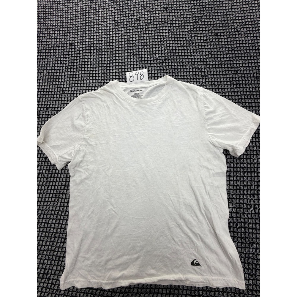 Quiksilver T-Shirt Mens Small White Short Sleeve Logo Cotton Tee
